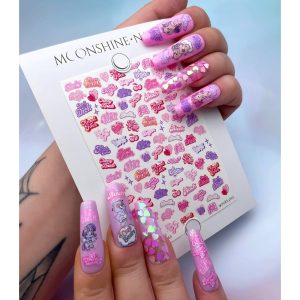 Sliders Pink Text Moonshine Nails